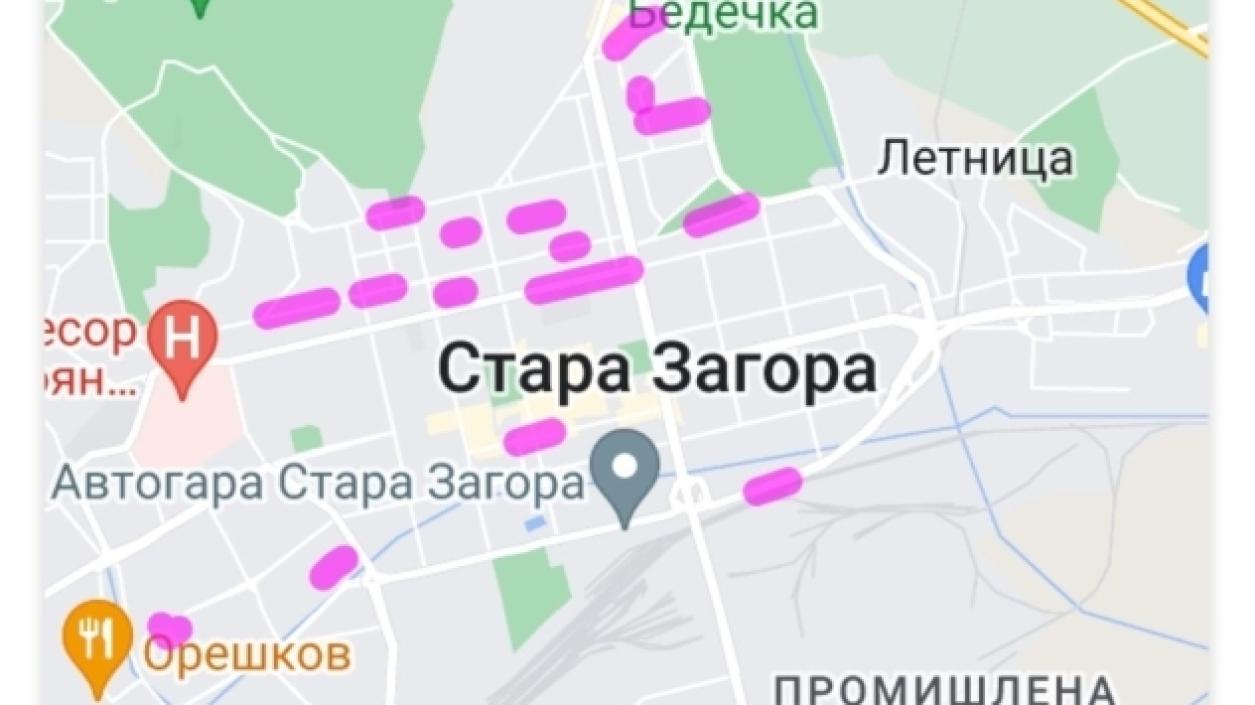 Мобилна карта показва временната организация на движението в Стара Загора