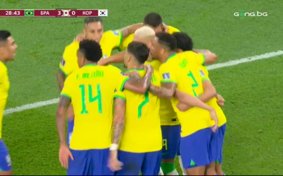 Футболистите на Бразилия отпразнуваха попаденията си в мрежата на Южна