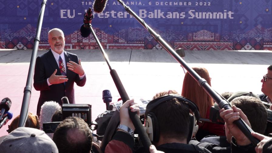 Министър-председателят на Албания пристига на срещата върха ЕС-Западни Балкани в Тирана