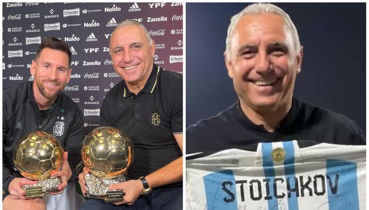 Христо Стоичков и Меси - Стоичков благодари на Аржентина и Меси за победата! Похвали се, че има фланелка на световния шампион