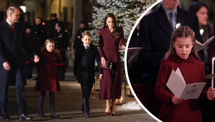 Кейт - Принцеса Шaрлот събра погледите по време на Коледна служба (ВИДЕО)