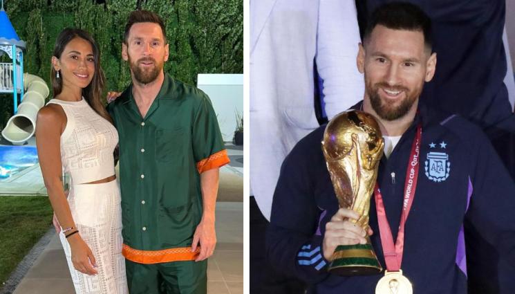 Лионел Меси Антонела - Меси празнува с пижама за 1233 евро