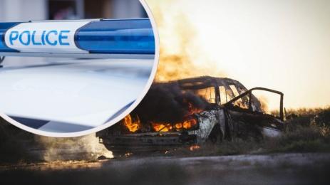 горяща кола полиция