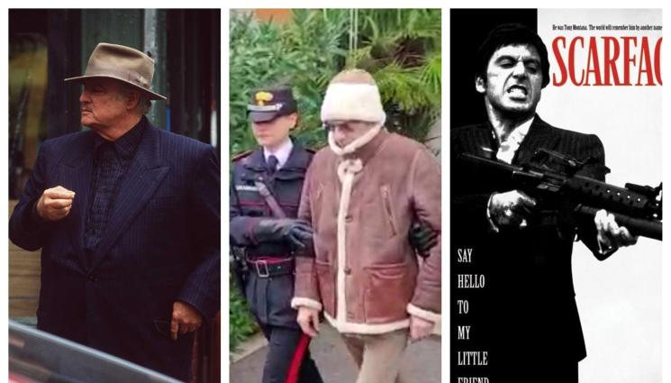 Марлон Брандо Матео Месина Денаро Тони Монтана - МАФИЯТА И ХОЛИВУД: Плакат на “Кръстникът” в скривалището на боса на Коза Ностра