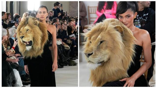 Висша мода: Ирина Шейк и Кайли Дженър с лъвски глави на ревю в Париж (СНИМКИ)