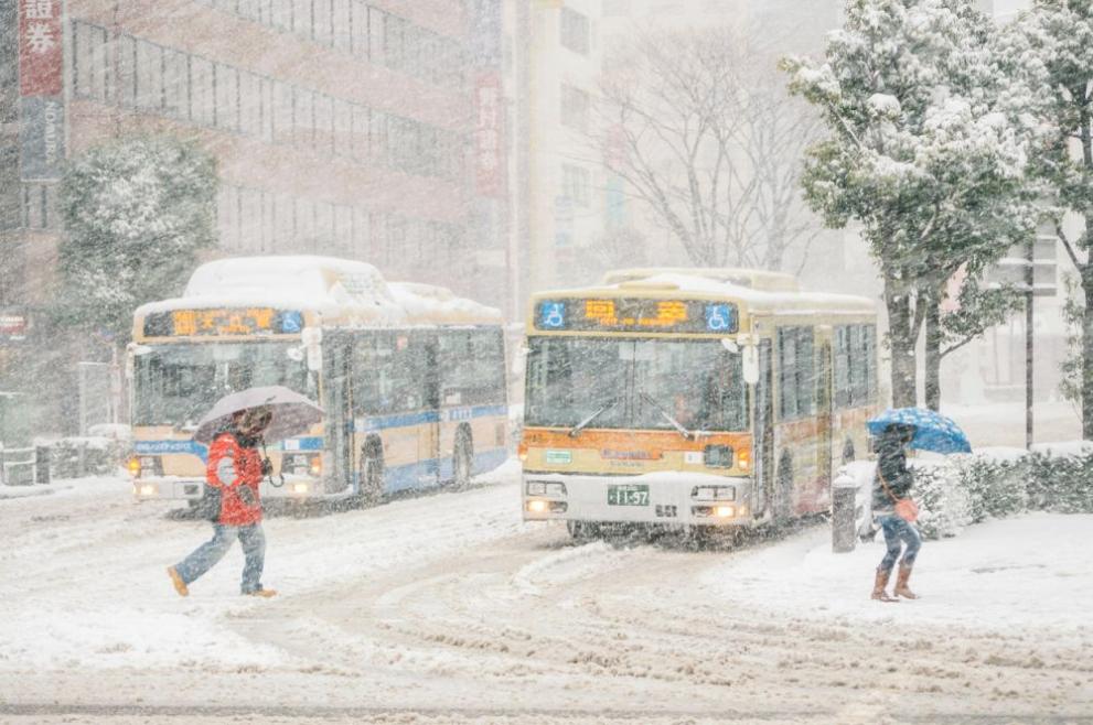 В Япония са отменени около 400 вътрешни полетапоради обилен снеговалеж.