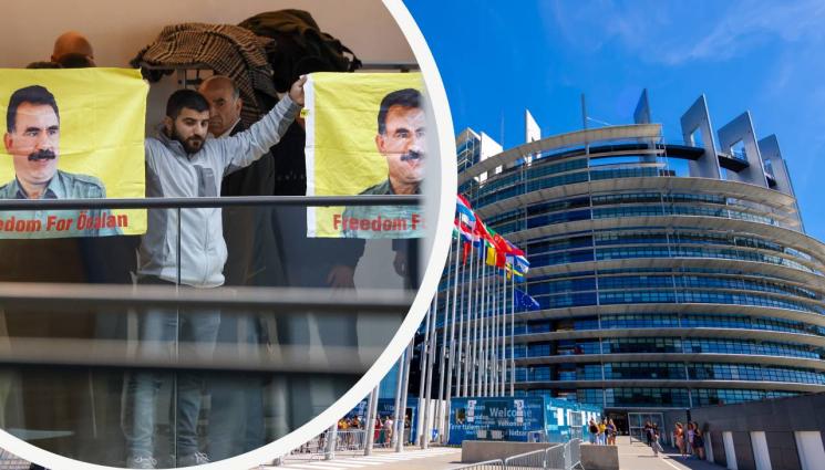 протест ЕП - ИНФАРКТНА СИТУАЦИЯ: Младежи увиснаха от 30 метра в Европейския парламент (ВИДЕО)