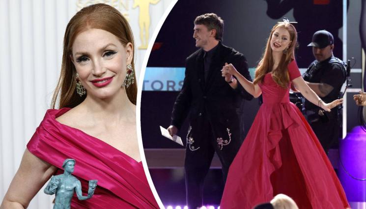 Джесика Частейн - СПЪНАТ КОН: Джесика Частейн се строполи на сцената (ВИДЕО)