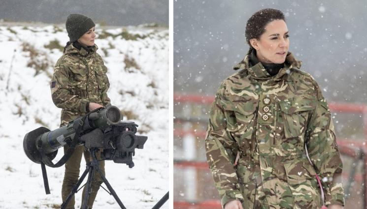 а - ЗАХВЪРЛИ ЕФИРНИТЕ РОКЛИ: Кейт Мидълтън облече военна униформа и се хвърли на бойното поле (СНИМКИ)