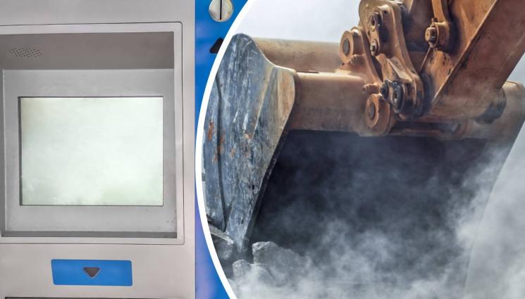 банкомат багер - ПРЕСТЪПНОСТТА НЕ СПИ: Бандити изкорубиха банкомат с краден багер