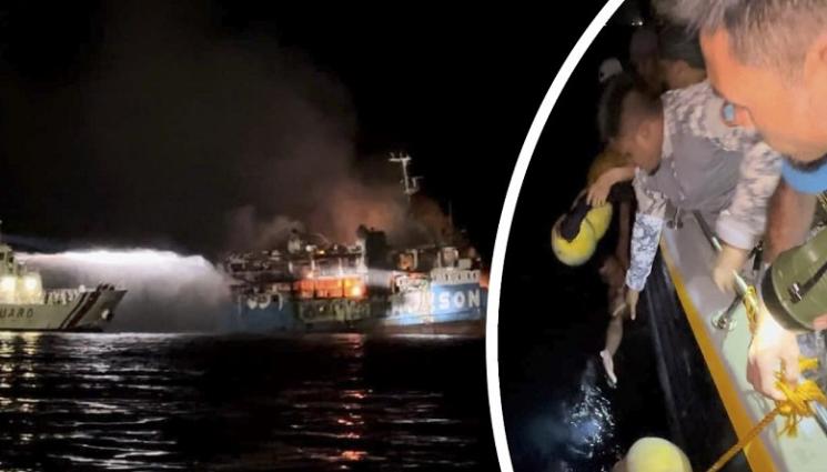 a - МОРСКА ТРАГЕДИЯ: Ферибот горя във Филипините, има жертви