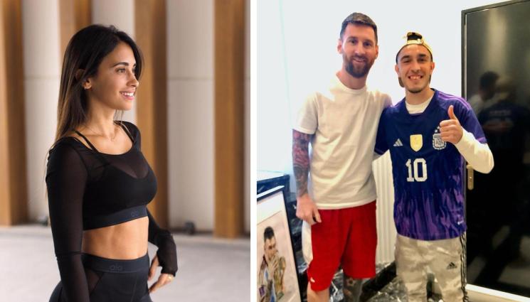 Антонела Рокуцо Лионел Меси Хуан Полкан - Антонела помогна на фен за среща с Меси