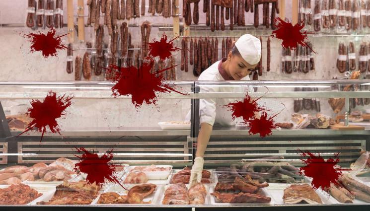 месарница - Вегани щурмували супермаркет, хвърляли боя по месарница