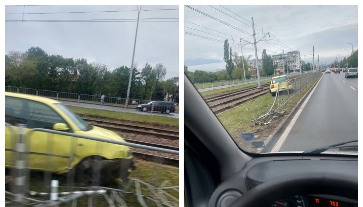 катастрофа Ботевградско шосе - В РАННИ ДОБИ: Шофьор помете десетки метри мантинела и яхна трамвайните линии