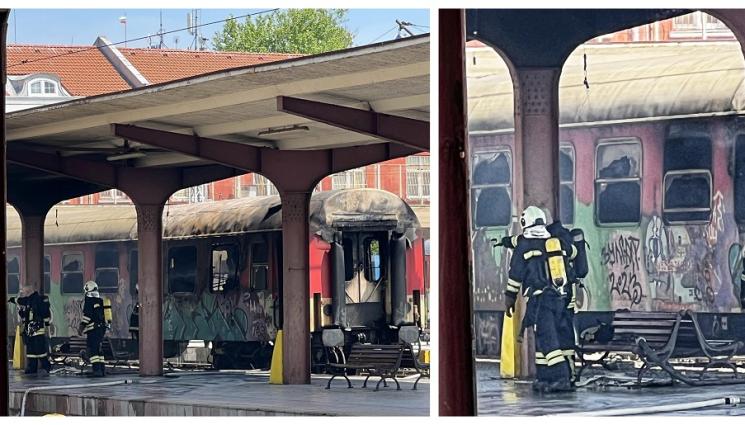 вагон варна - ЖЕГА НА ЖП ГАРА: Мощен пожар пламна във вагон на бързия влак от Варна за София (СНИМКИ)