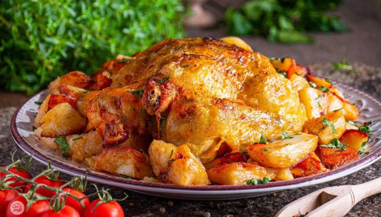 рецепти - Гответе с matekitchen.com: Апетитно пиле с хрупкава коричка, гарнирано с печени картофки, които се топят в устата (ВИДЕО)