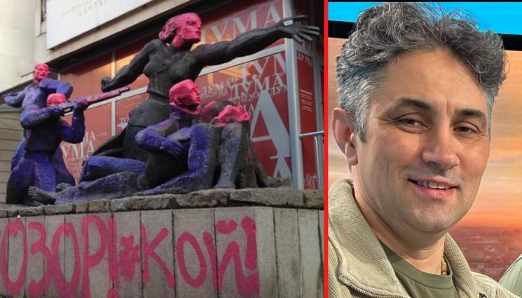 паметник - ОТЪРВА СЕ: Асен Генов невинен за драсканиците по паметника пред централата на БСП