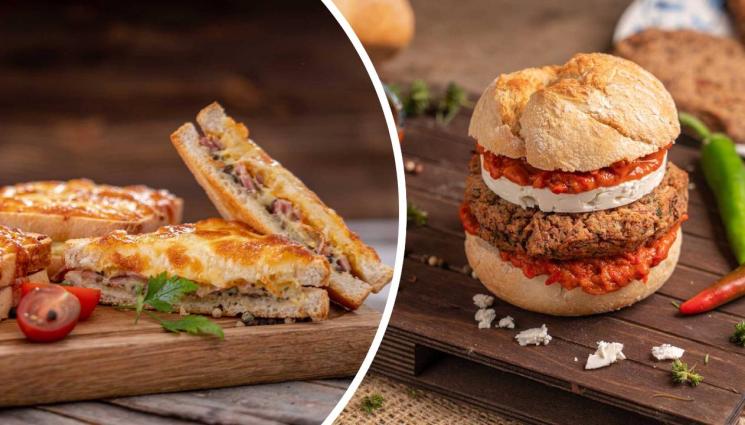 рецепти - Гответе с matekitchen.com: Бърз сандвич със спанак, яйце и бекон, двоен с шунка и кашкавал или пък вегетариански бургер