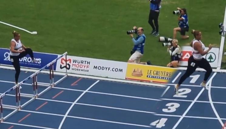 Европейски игри - Изби рибата на пистата: Ето как гюлетласкачка лети на 100 м с препятствия (ВИДЕО)