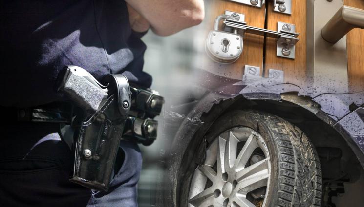 полицай катастрофа барикада - СТРАШЕН ЕКШЪН: Полицай самокатастрофира, избяга и се барикадира