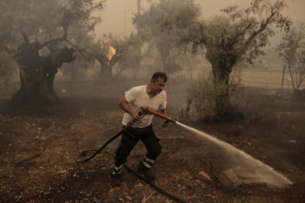 Горските пожари в западната част на гръцката област Атика, които