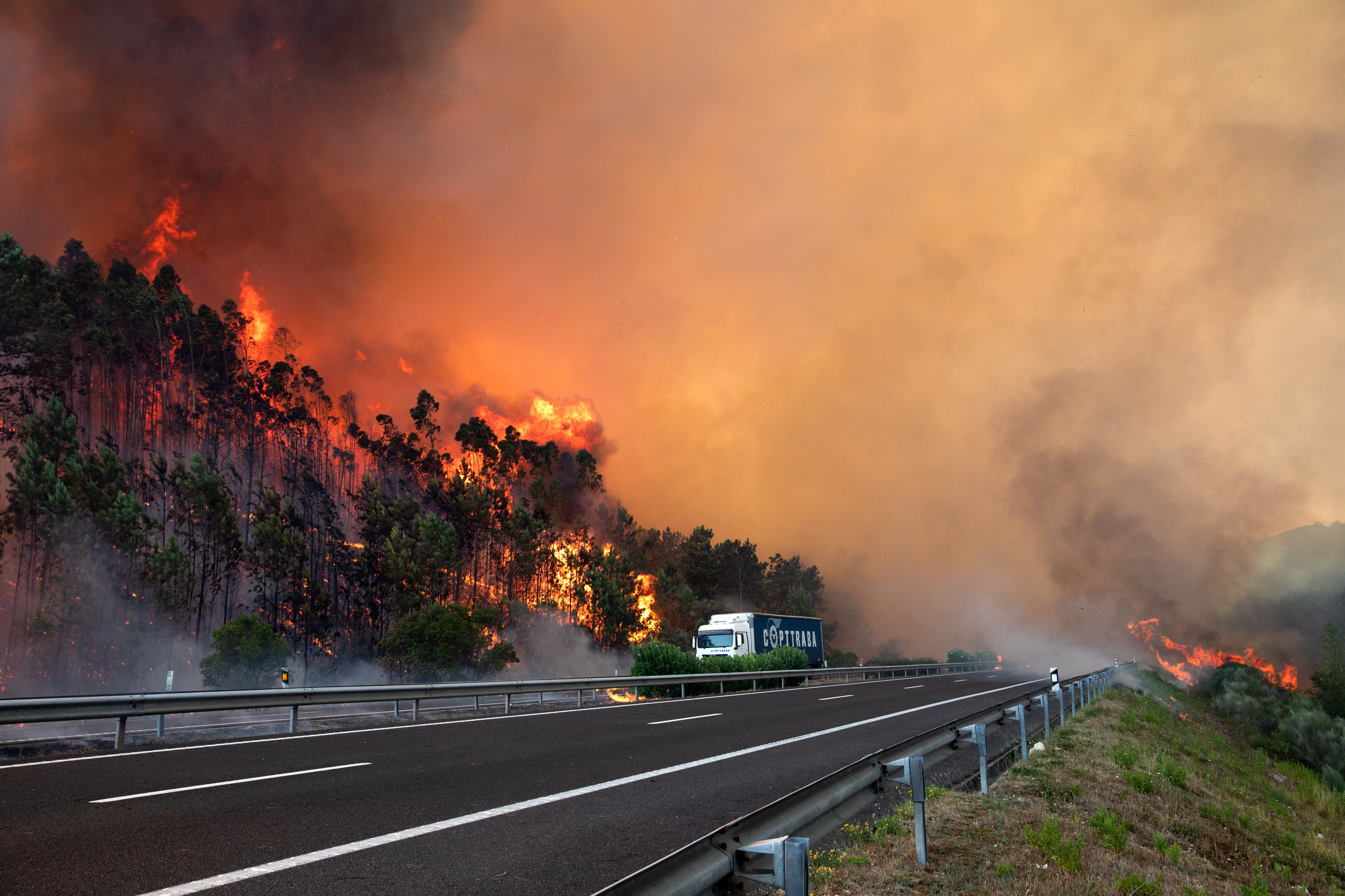 <p>Огромен пожар бушува в Португалия, близо 1400 души бяха евакуирани</p>