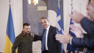 На среща в Атина гръцкият премиер Кириакос Мицотакис и украинският