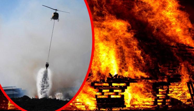 пожар хеликоптер - ОГНЕНА СТИХИЯ: Горски пожар вилнее край Валенсия