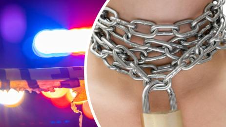 окована жена с катинар около врата