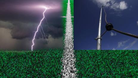 мълния гръмоотвод футбол терен