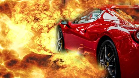 ферари в пламъци