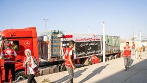 Конвоите с помощи които чакаха в египетския град Ел Ариш