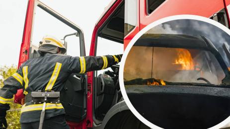 пожарна горяща кола