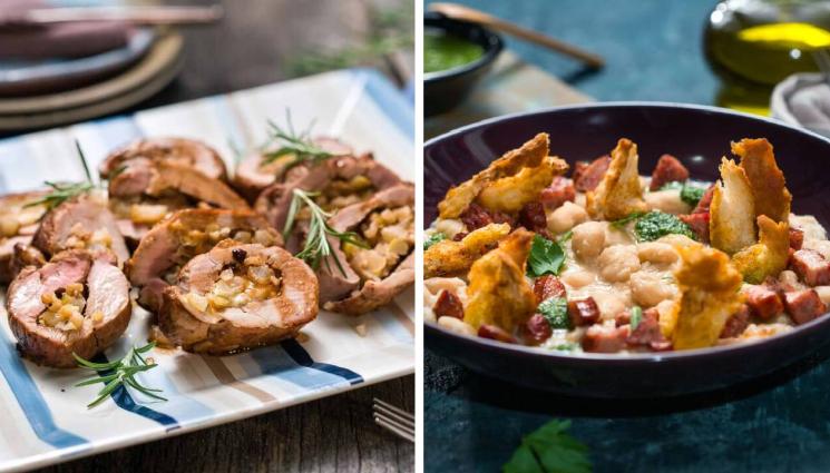 рецепти - БОНАПЕТИТНА ВЕЧЕРЯ: Апетитно свинско с круши и синьо сирене или боб с наденица и ароматно олио