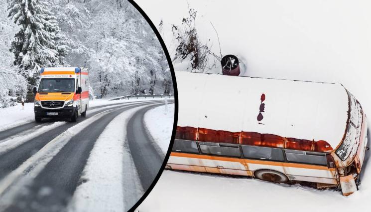 автобус - СНЕЖЕН АД: Автобус с работници се обърна, не дошли спасители