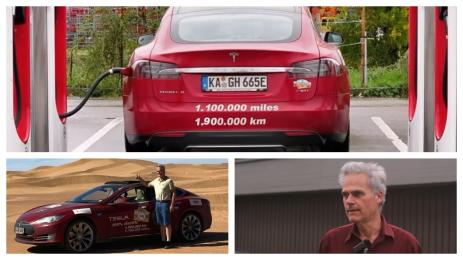 Рекордьорът на Tesla и всички електромобили гони 2 млн. километра (видео)