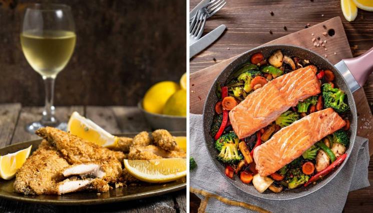 рецепти - Гответе с matekitchen.com: Хрупкави филенца от скумрия или апетитна сьомга с пикантни зеленчуци (ВИДЕО)