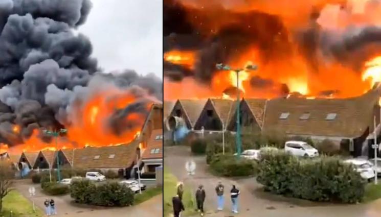 пожар Дюнкерк - Ужас на Коледа: Чудовищни пламъци погълнаха елитен спортен комплекс (ВИДЕО)
