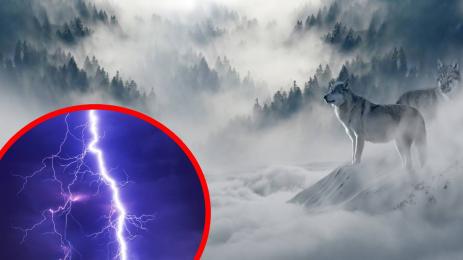 сняг вълци буря