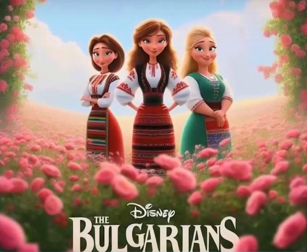 Изкуственият интелект премени героини на Walt Disney в български носии.