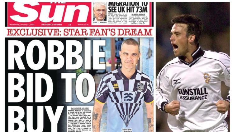 Роби Уилямс Порт Вейл - Поп звездата Роби Уилямс купува футболен клуб в Англия