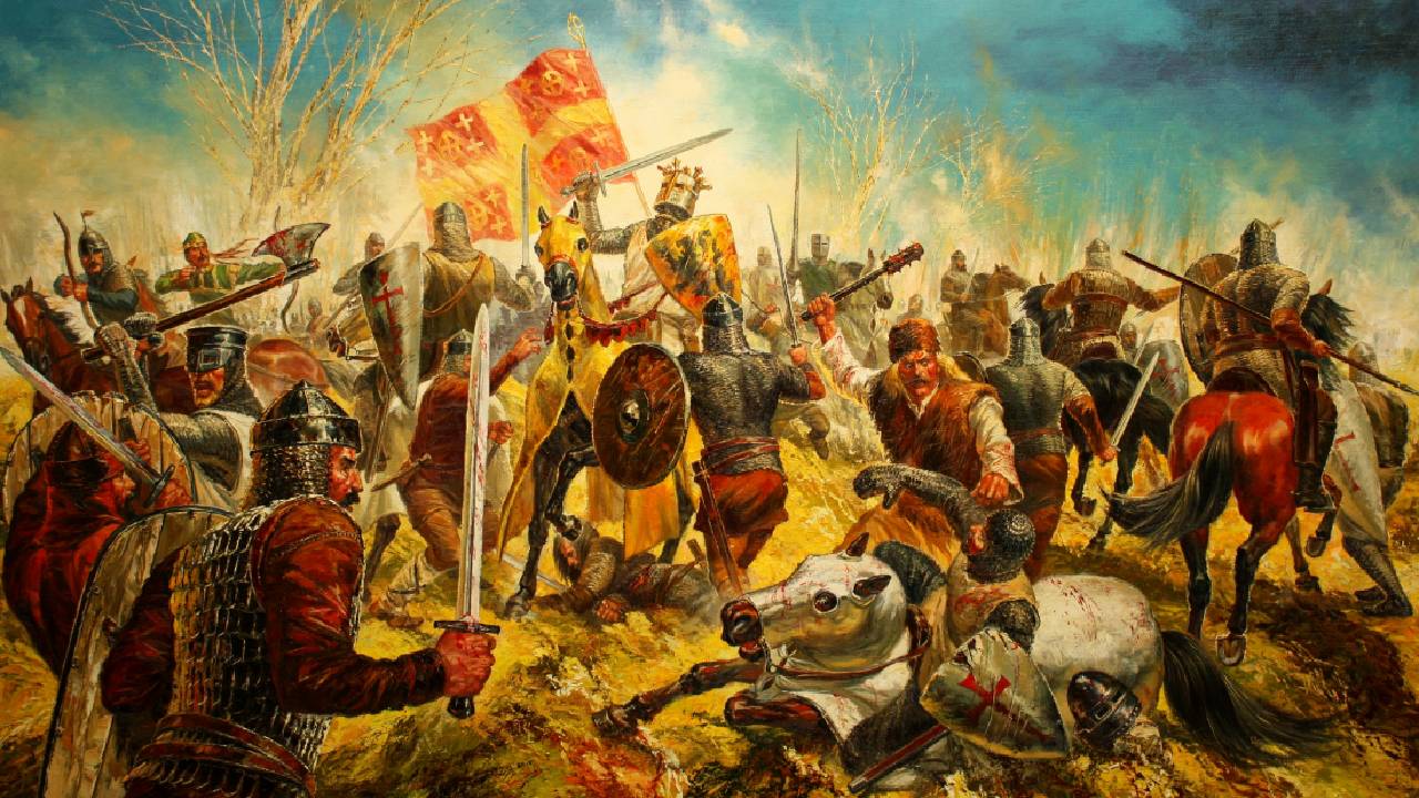  Битката на цар Калоян с латинските рицари.