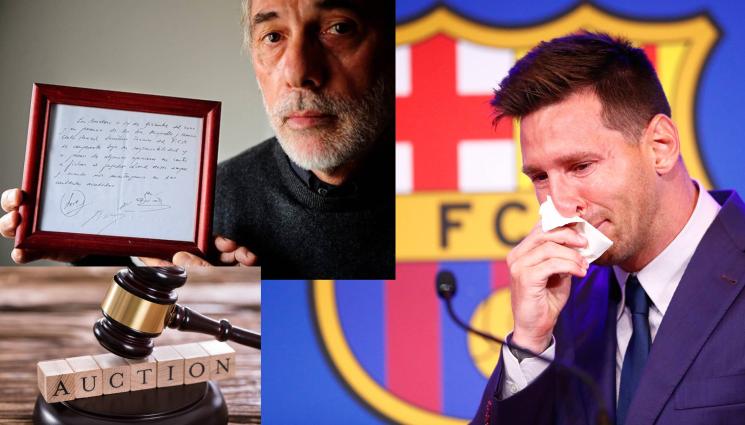 Меси Барселона търг салфетка - Историческата салфетка: 300 000 паунда начална цена за хартийката, довела Меси в Барса