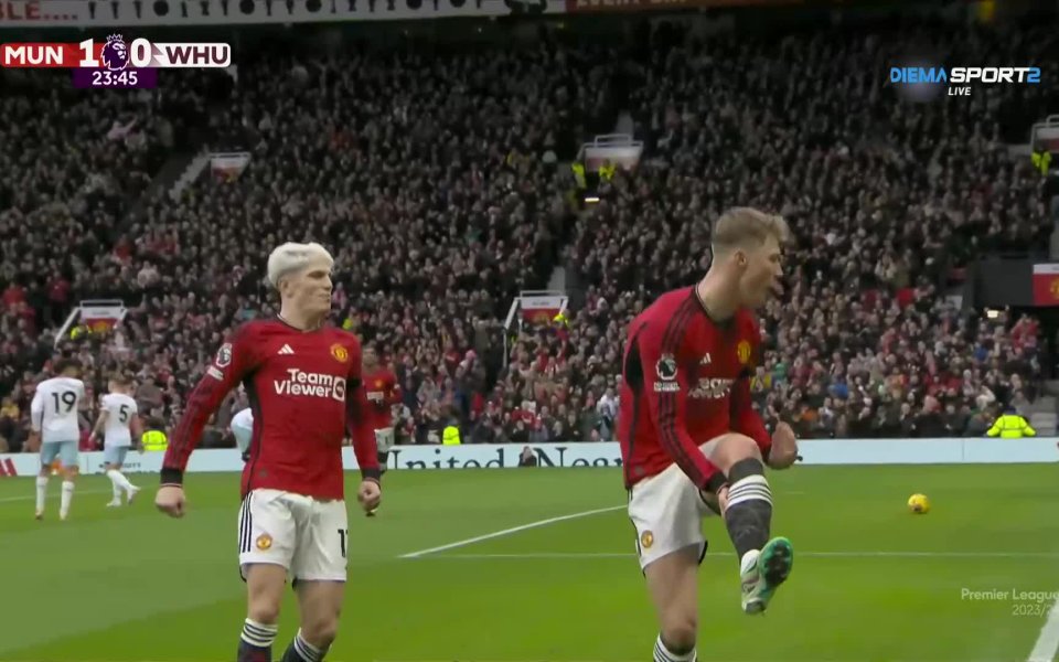 Манчестър Юнайтед откри резултата срещу Уест Хем в 23-ата минута. Каземиро