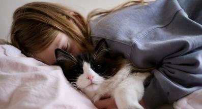 котка се гушка