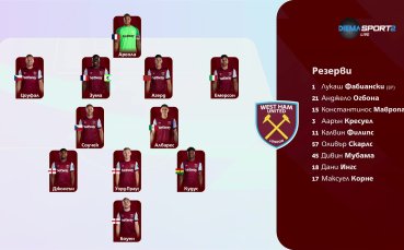 Уест Хем - Арсенал /състави/