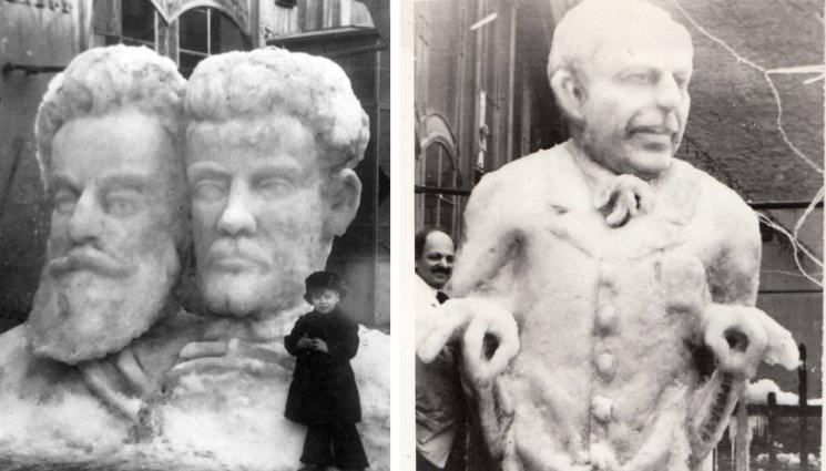 Бюстовете на Левски и Ботев - НОСТАЛГИЯ: Сладкар изваял Левски и Ботев от сняг