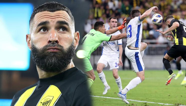 Бензема - Наказа своите: Карим Бензема препарира собствения си вратар със зрелищен удар с глава