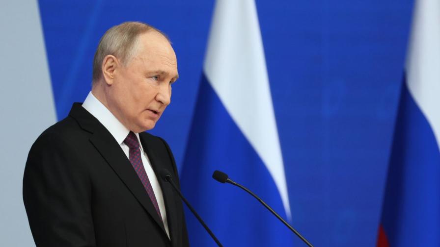Владимир Путин по време на годишното си обръщение към нацията