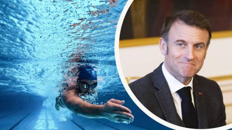 Еманюел Макрон плуване